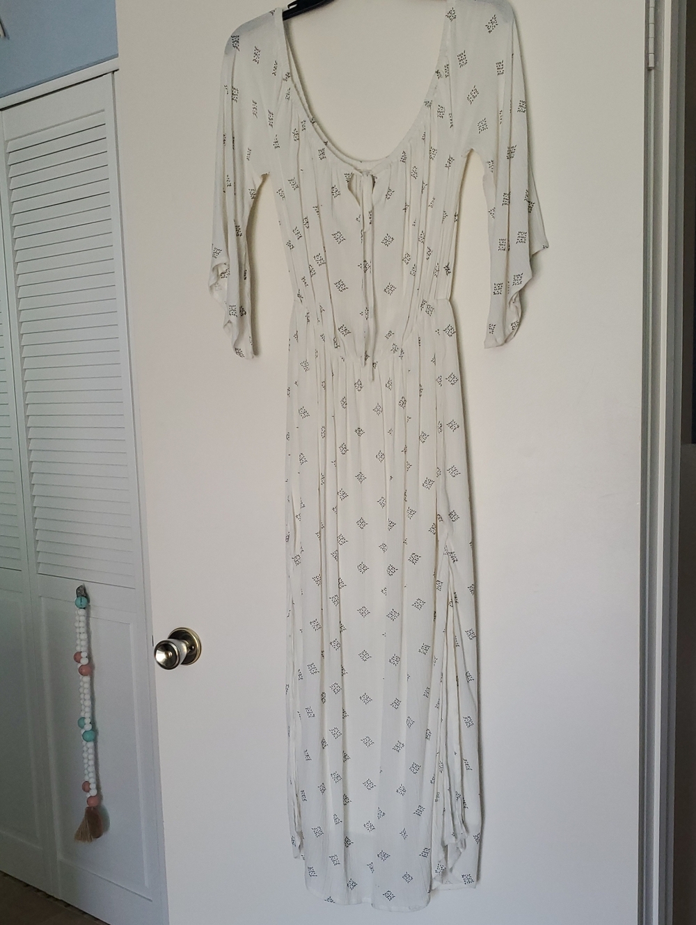Amuse Society Cream Maxi Dress with Subtle Black Print